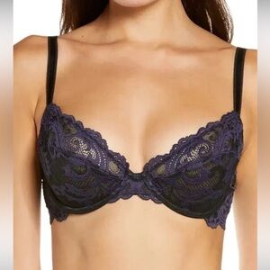 WACOAL INSTANT ICON UNDERWIRE BRA 851322 BLACK/ ECLIPSE SIZE 38 B NWT